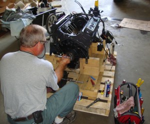 New engine being prepared for installation